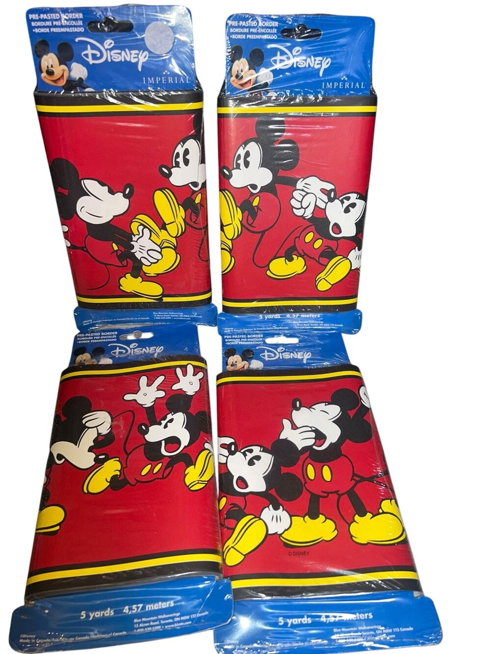 Disney Mickey Mouse red graphic vintage Decorative Pre-pasted Borders Wallpaper